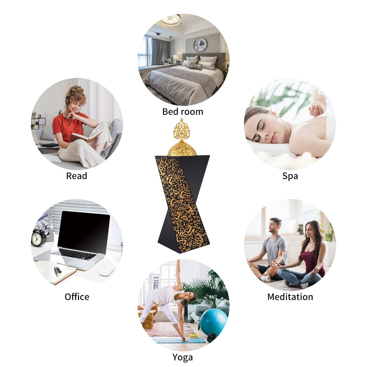 Resin Incense Burner Bakhoor Incense Burner Charcoal Incense Burner Yoga Spa Aromatherapy Office Home Decor Black (Style-a)