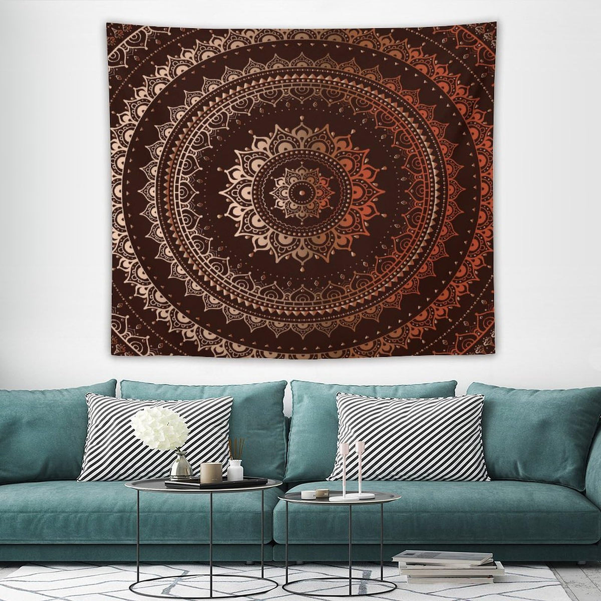 Mandala Tapestry Wall Hanging Enclosing Magic Circle Egyptian Folkloric Culture Pattern Tapestries Home Decor for Living Room Bedroom Farmhouse Apartment Dorm 50"x60" (50"L x 60"W / Mandala-43)