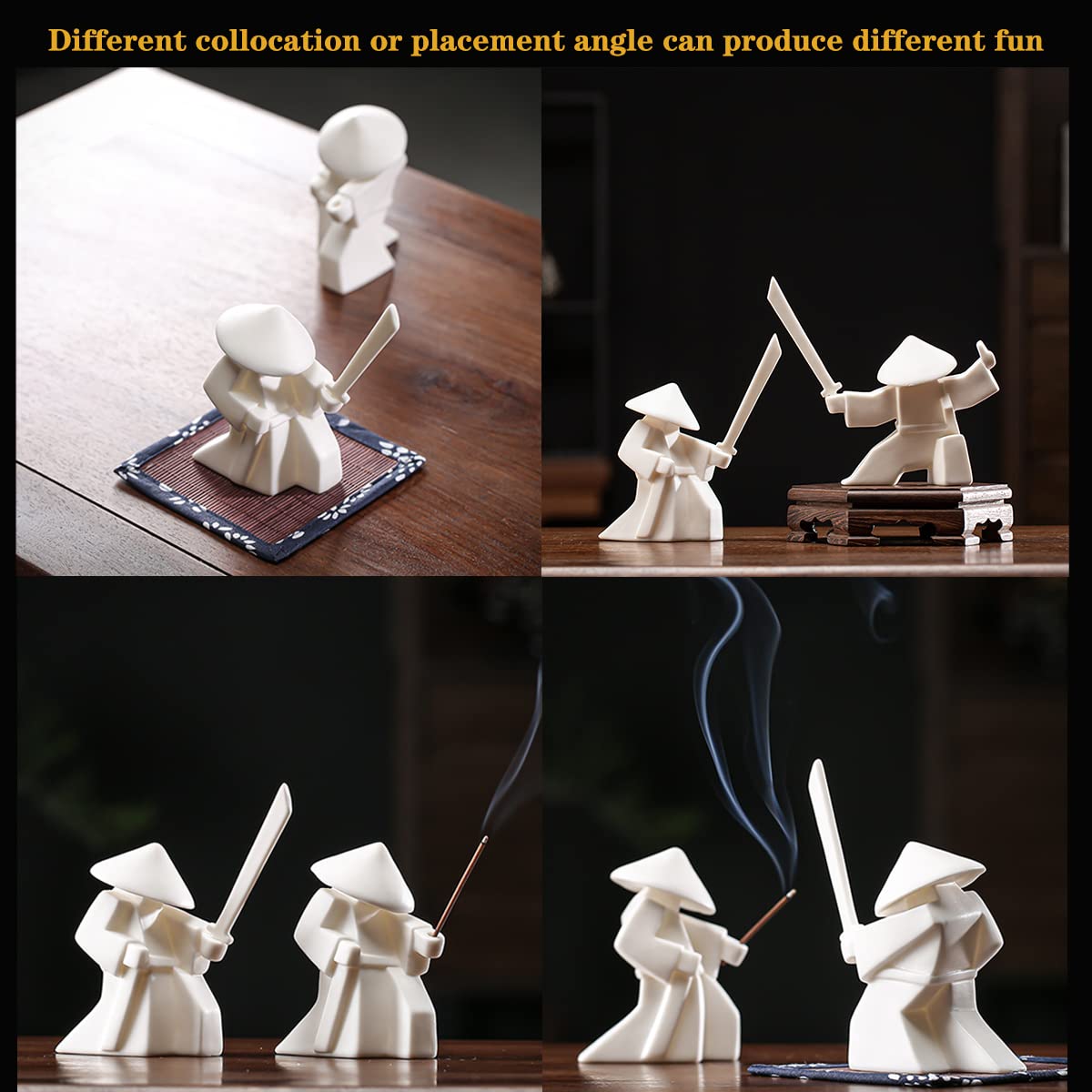 Tea Pet Warrior Statue Figurine Tea Ornament Accessories Cute Kung Fu Tea Decoration Gift for Tearoom Home Office Children's Day Gift for Tea Lover (Whitea and Whiteb)