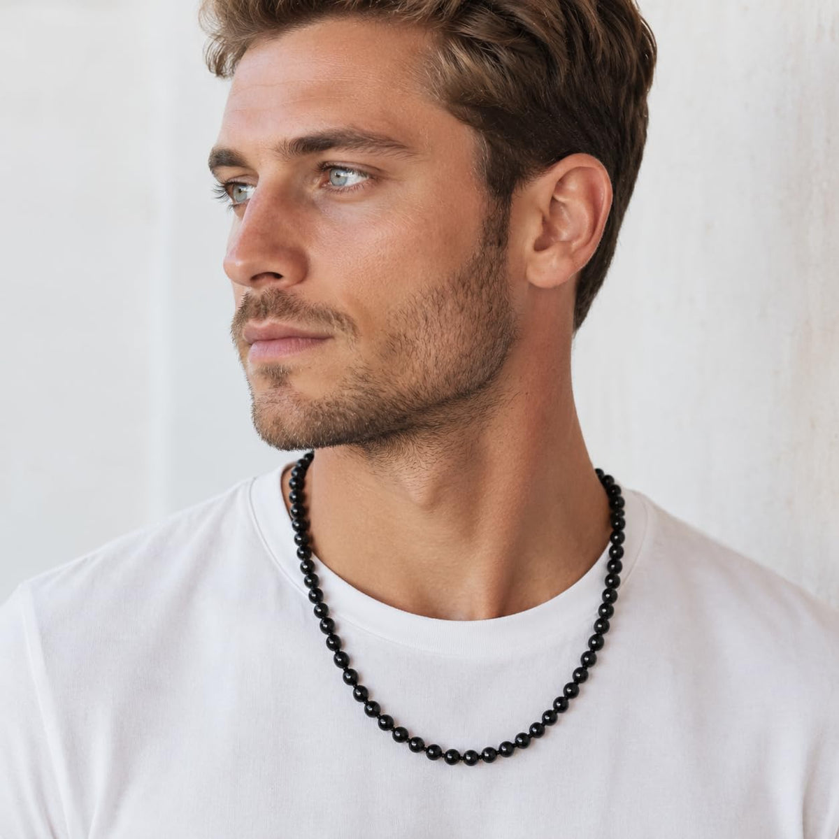 Men’s Black Obsidian Necklace (Black Obsidan / 24")