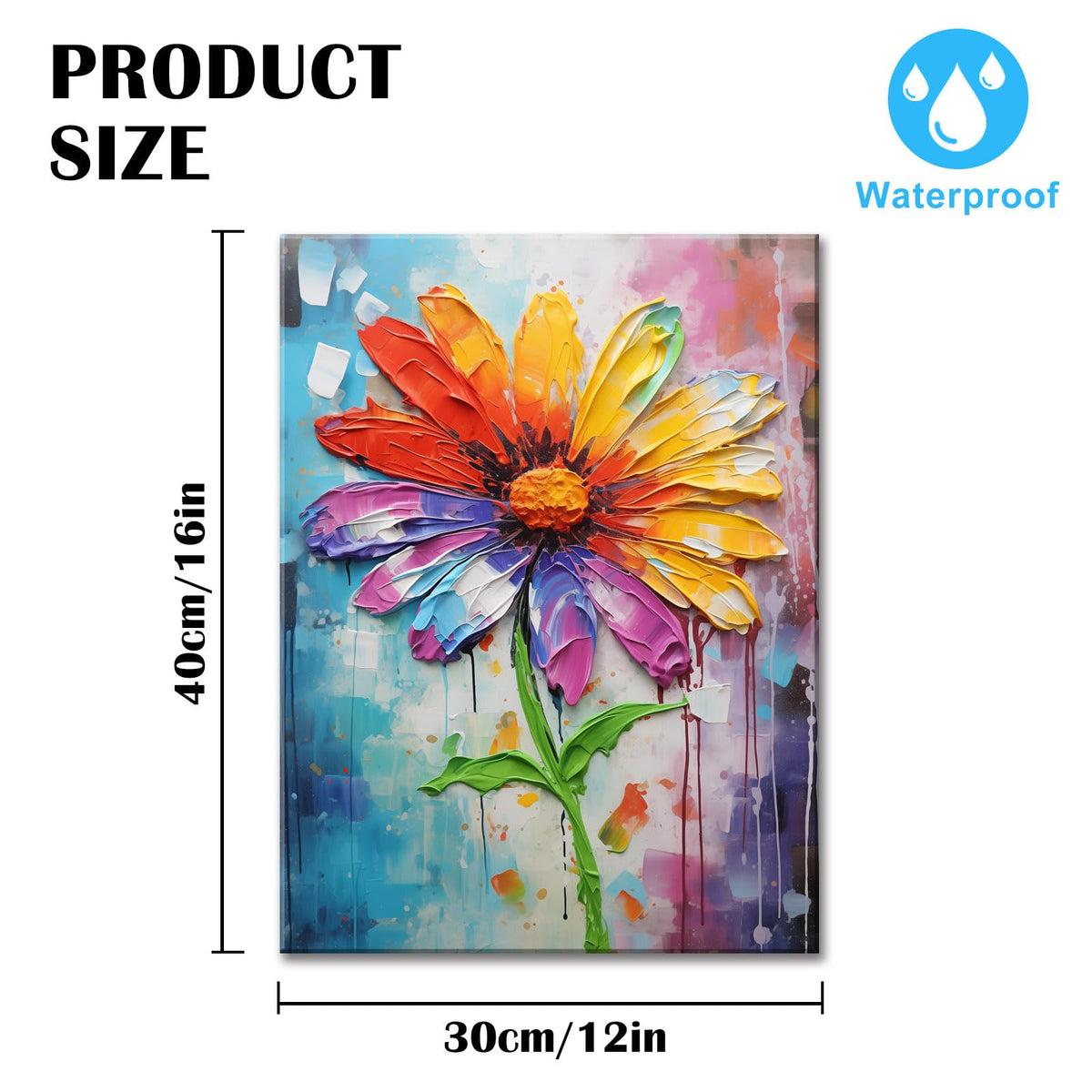 Colorful Daisy Canvas Picture Modern Abstract Oil Daisy Print Paintings for Living Room Bedroom Home Decorations Framed Ready To Hang 12x16 inches (16"L x 12"W / Daisy 02)