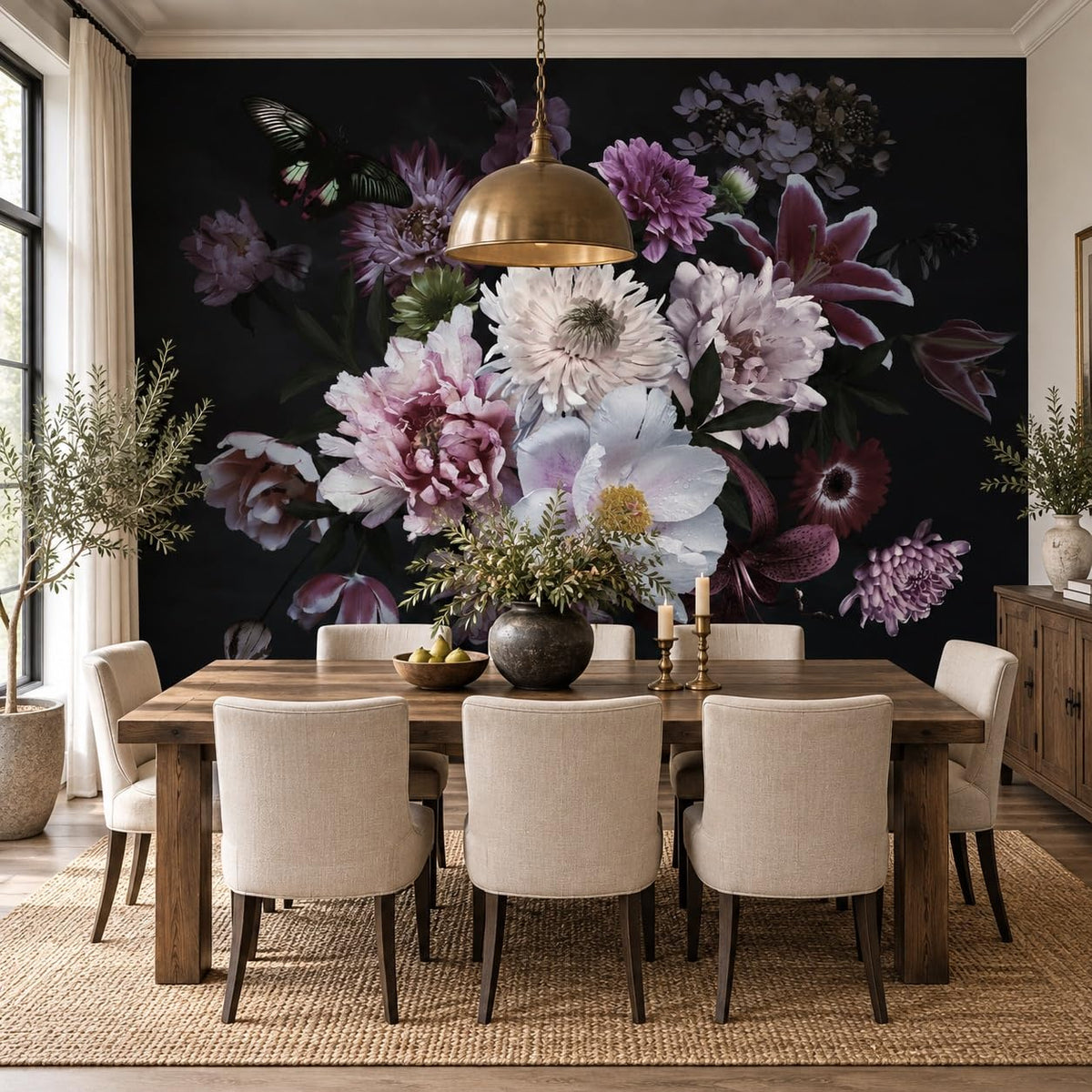 Peel and Stick Wall Mural Wallpaper Floral 157"x108" Decor A03 (A03 / 157" x 108")