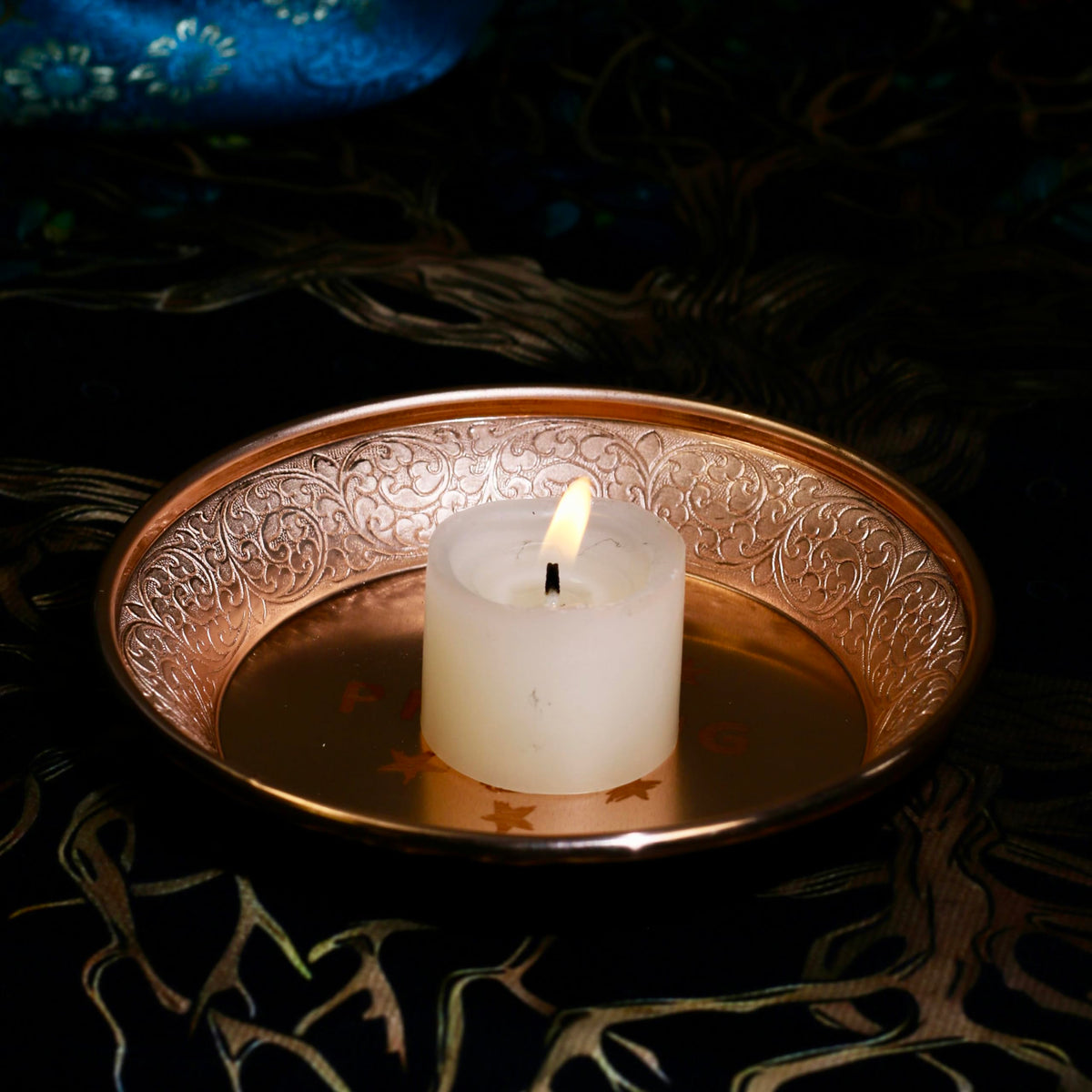 Copper Offering Prayer Ritual Bowl Plate (Praying)