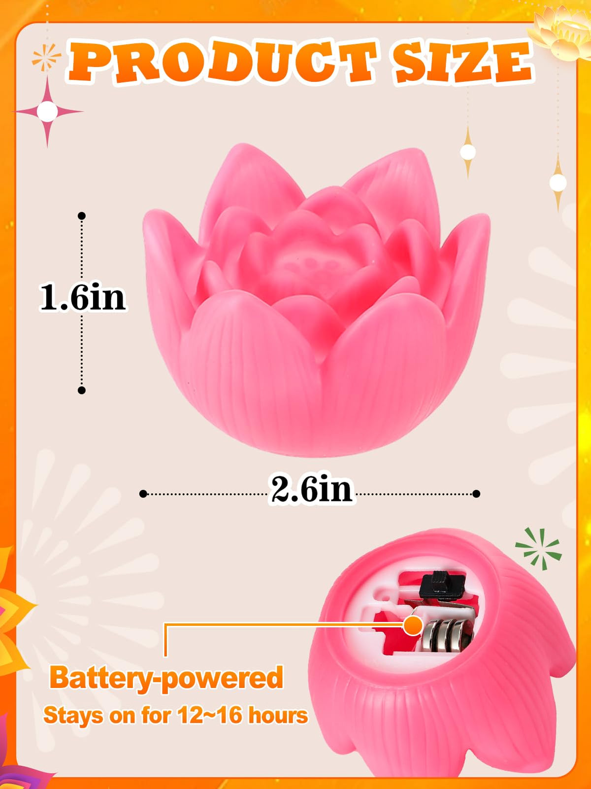 10 pcs Gradient Diwali Decorations Lotus Light