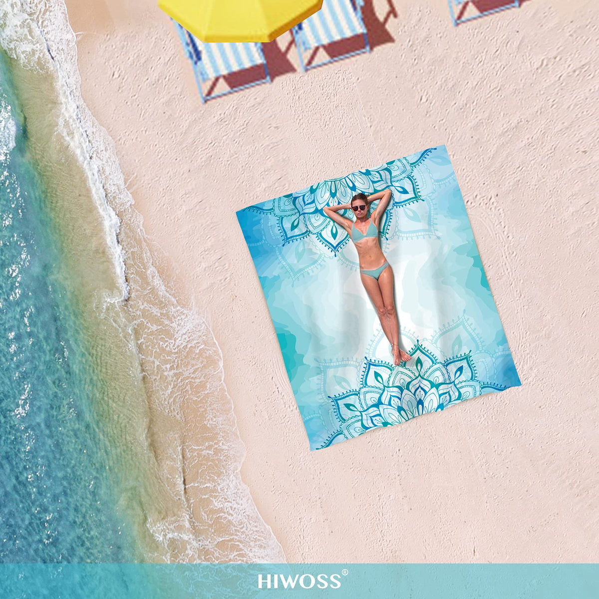 Beach Blanket Waterproof Sandproof Oversized 95”x 80” (Mandala)