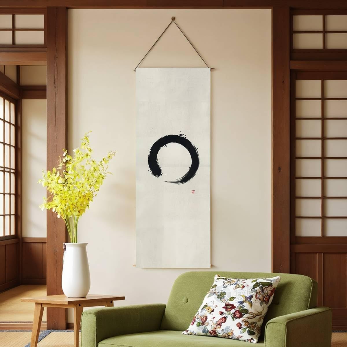 Japanese Tapestry Wall Art Scroll (Enso-Circle)