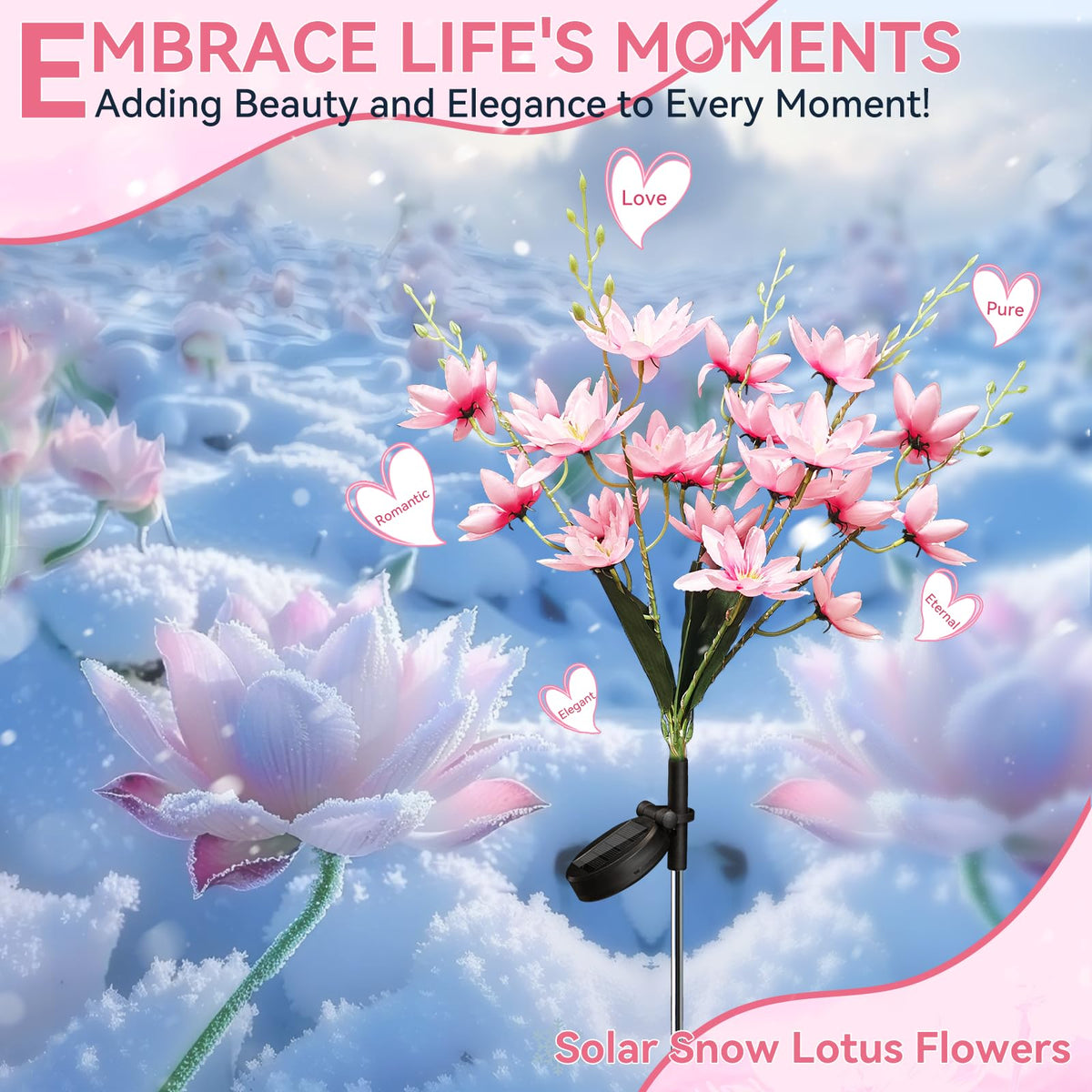 Solar Flowers Outdoor Waterproof IP65 (Pink / 4 Packs)