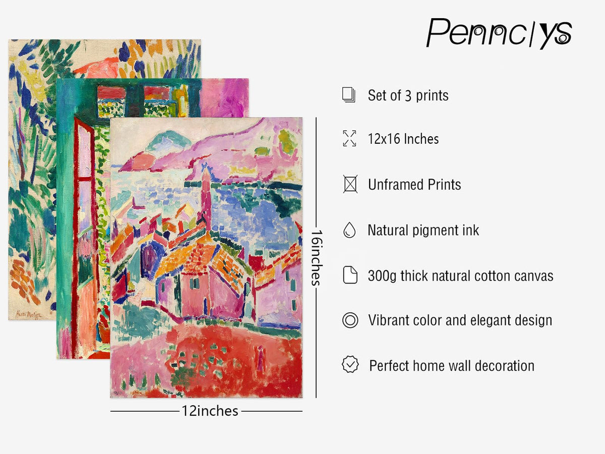 Henri Matisse Wall Art Pink Aesthetic Canvas Wall Decor Colorful Abstract Art Pictures Henri Matisse Prints Posters Boho Artwork Painting for Bedroom Living Room 12x16 Inch Unframed Set of 3 (Unframed / Henri Matisse Prints / 16"L x 12"W)