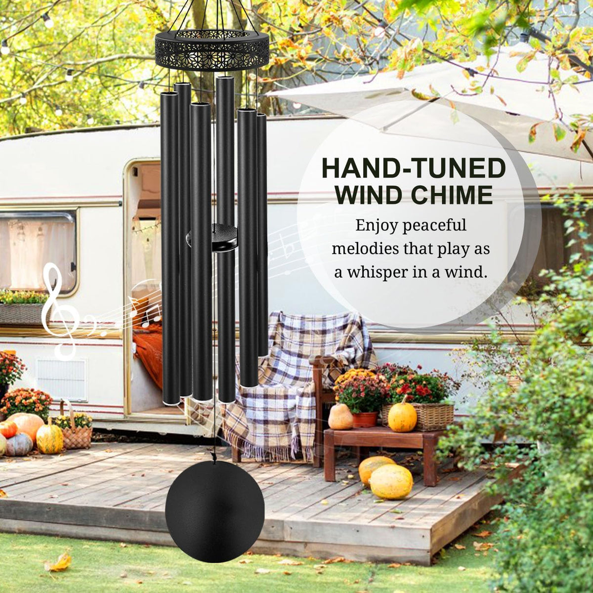 48'' Wind Chimes for Outside Deep Tone (48“-Black)