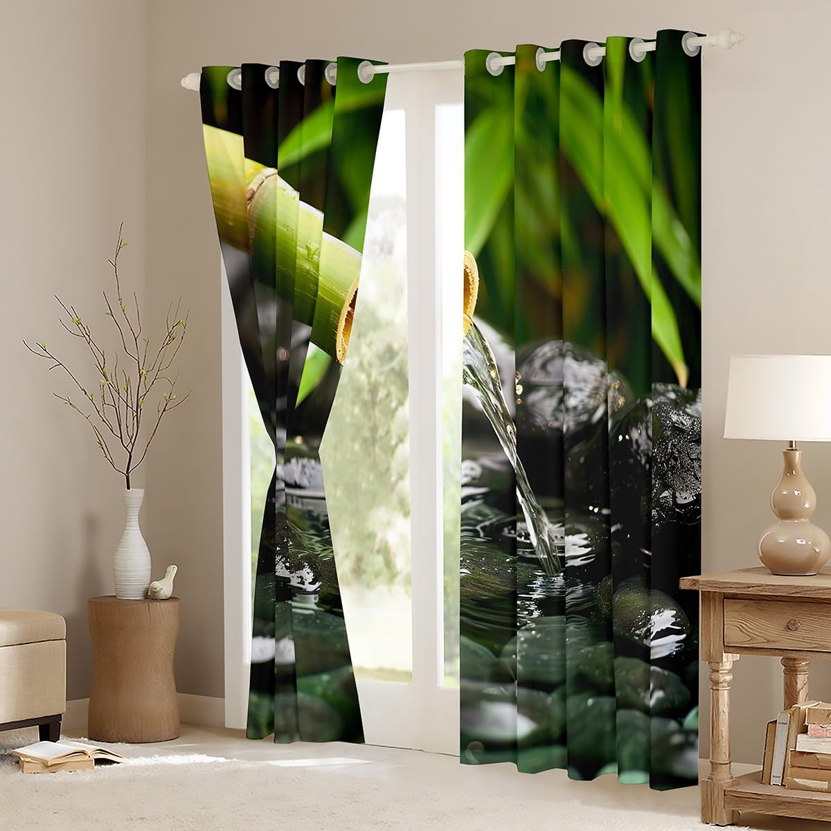 Zen Stones Pattern Curtain Bedroom 2 Panels 52 x 63 Inch Blackout (Multi 19 / 52"W x 63"L (Pack of 2))