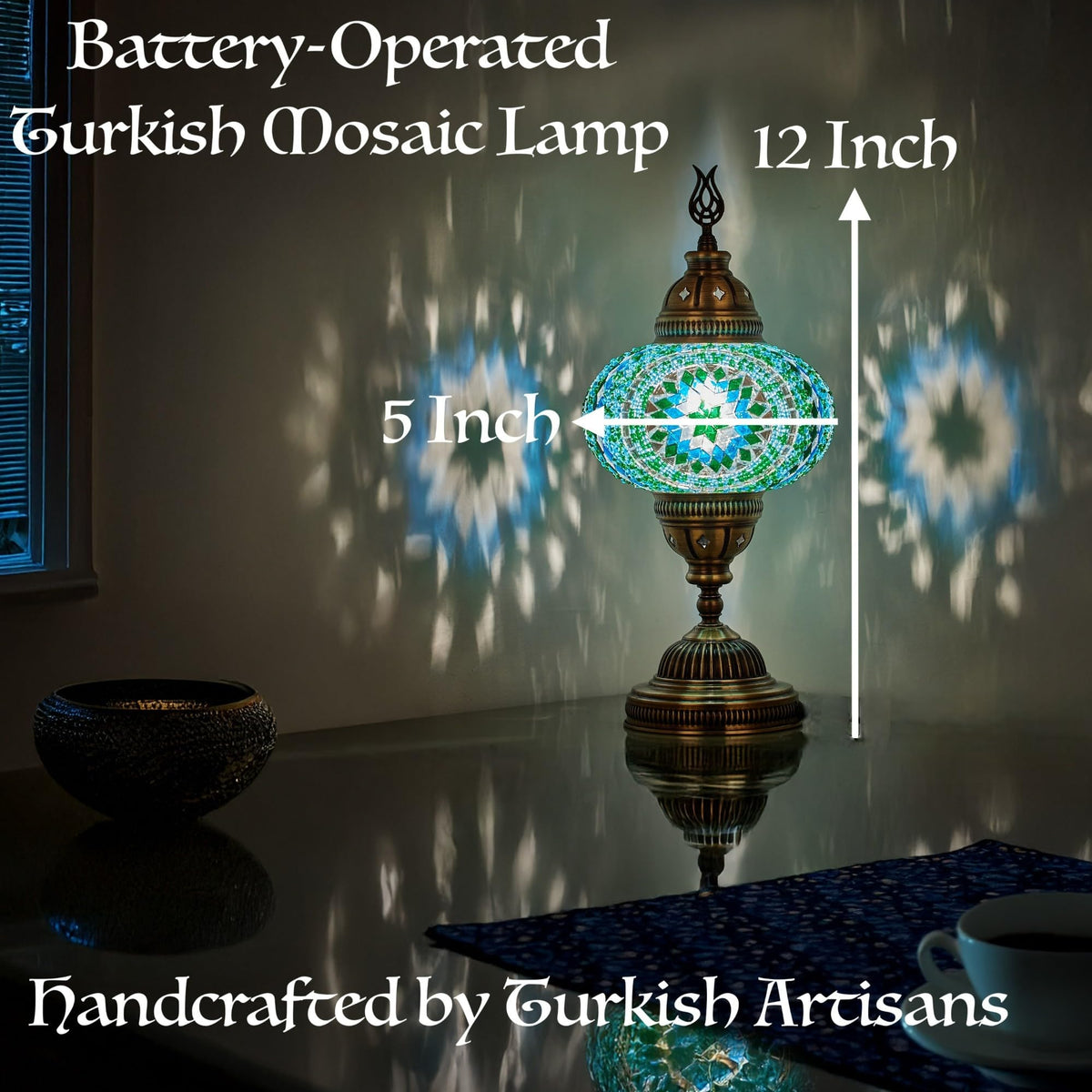 Turkish Moroccan Mosaic Battery (Green)