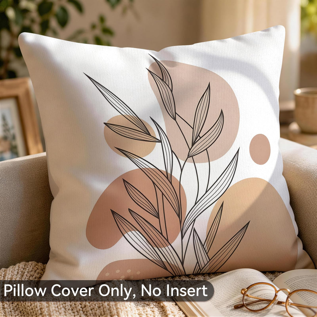 Beige Boho Abstract Geometric Pillow Covers Set of 4 (Bohemian Geometry 42 / 18" x 18" (Pack of 4))