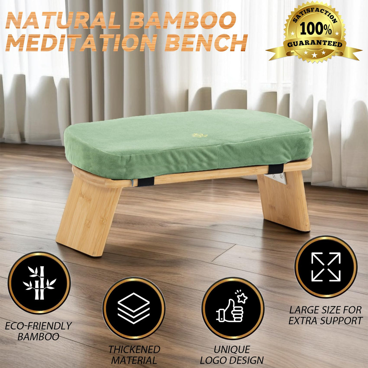 Large Bamboo Meditation Bench (Green & Bag)