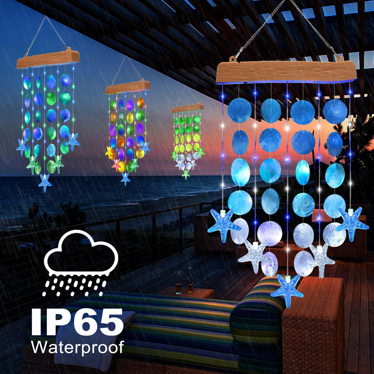 Solar Wind Chimes for Outside (White&blue)