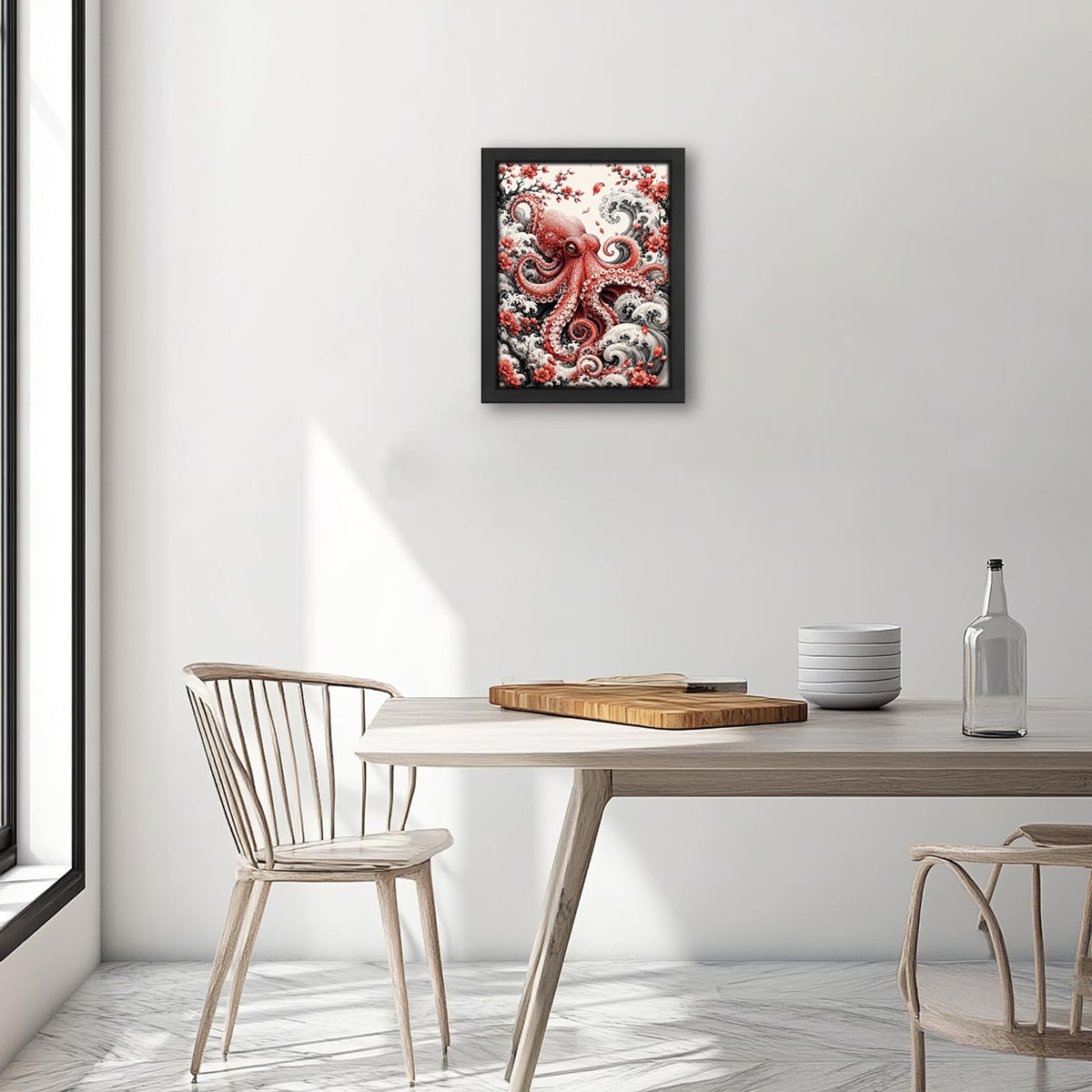 Japanese Octopus Decor Wall Art (Wall Art Framed 04 / 20"L x 16"W)