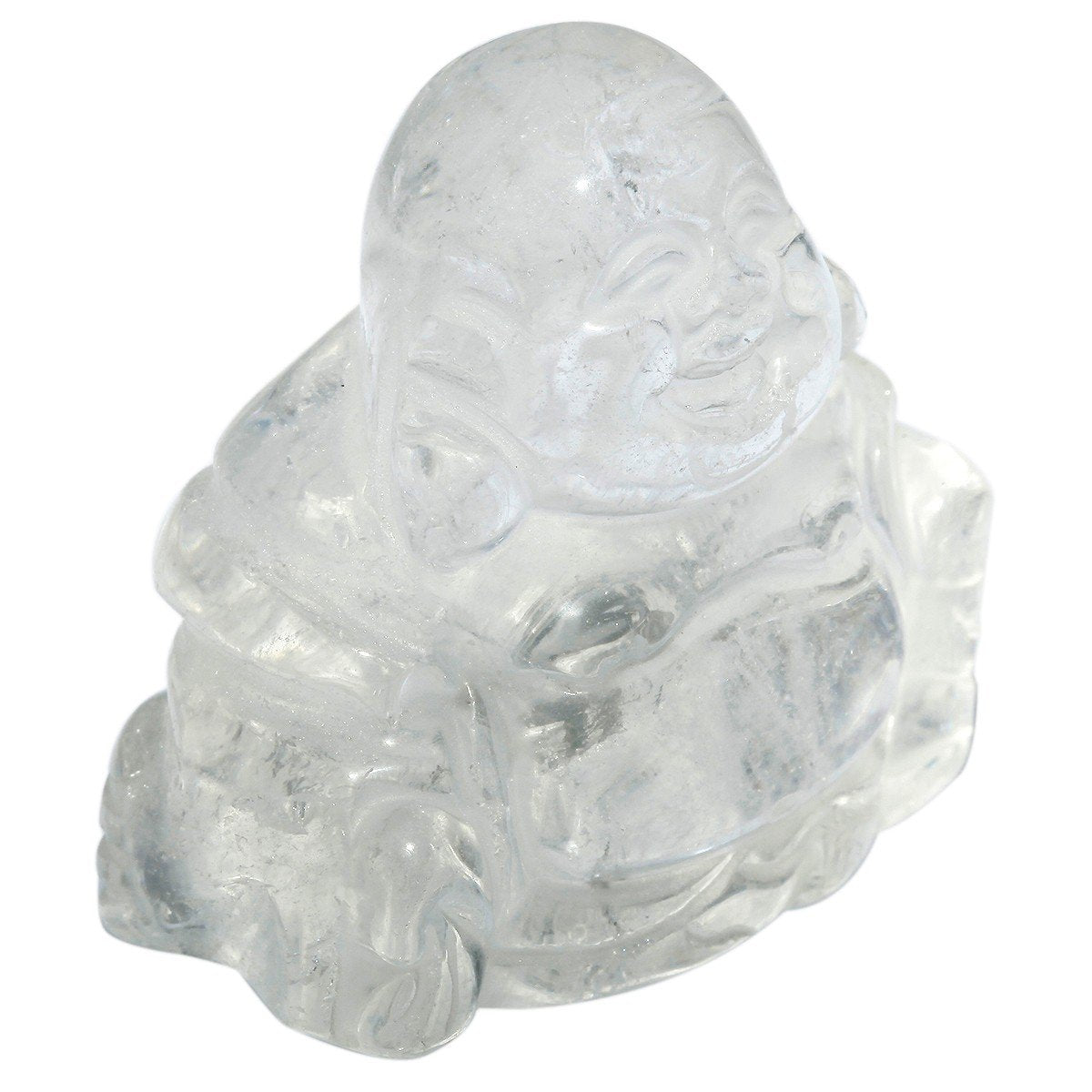 1.5 in Rock Quartz Happy Buddha Statue Crystal Figurine (Clear)