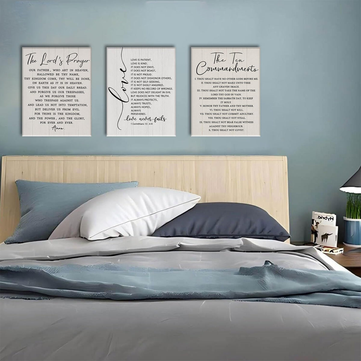 3 Piece 10 Commandments Wall Art Christian Canvas Wall Art Bible Verse Pictures Wall Decor Jesus Religious Art Prints Scripture Artwork for Living Room Church Office (The Ten Commandments / 12x16in)