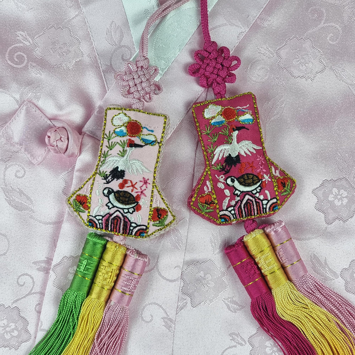 Korean Turtle & Crane Norigae (Hot Pink)