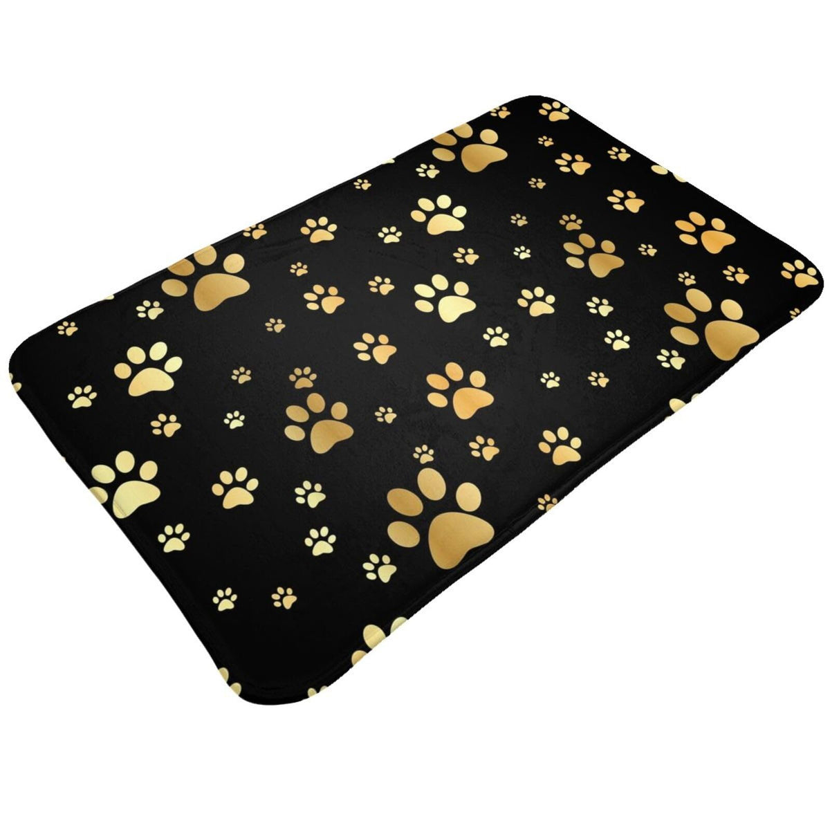 Dog Gold Paw Prints Bath Mat Non (1'8" x 2'8" (Rectangular) / Dog Gold Paw Prints)