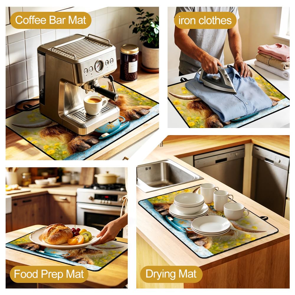 Highland Cow Stove Top Cover 28x20 Inch Farmhouse Electric Stove Cover (Colorful2553)