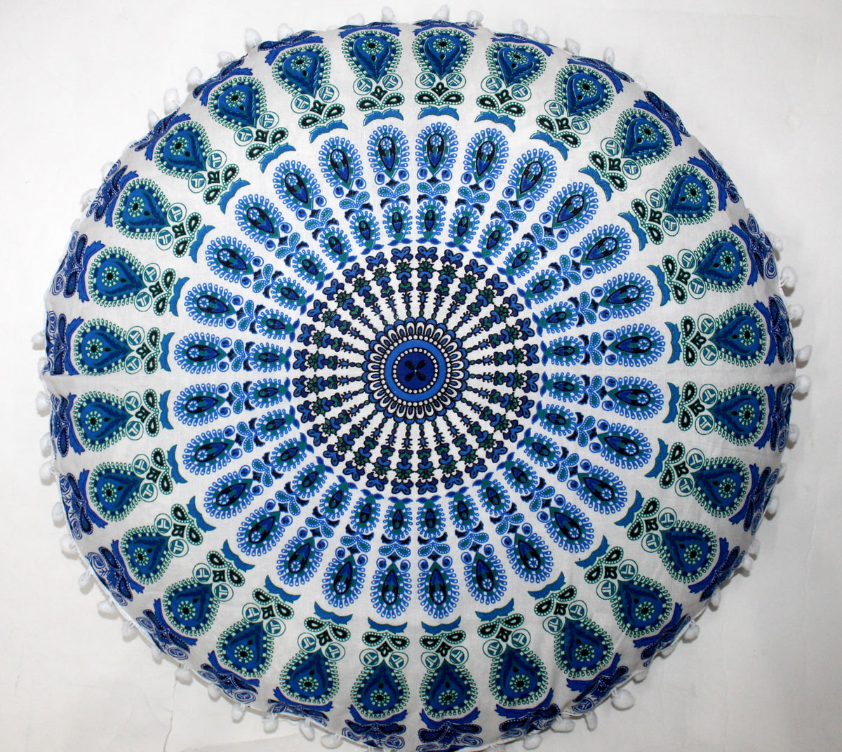 ICC 32 Inch Large Round seat Floor Cushion Cover Chair Ottoman Pouf Pillow Cover Meditation Floor Cushion Covers Seating pouffe Throw Covers Sky Blue (Sky Blue)
