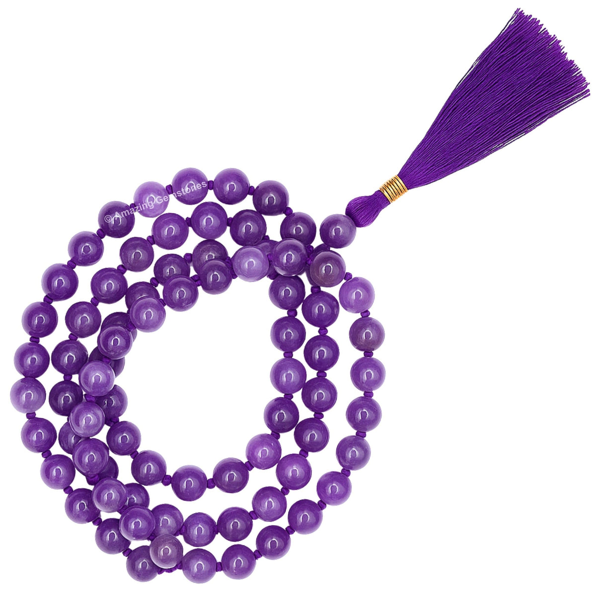 Amethyst Buddhist Prayer Beads Japa Mala with 108 Meditation Beads (Hand Knotted / Amethyst)