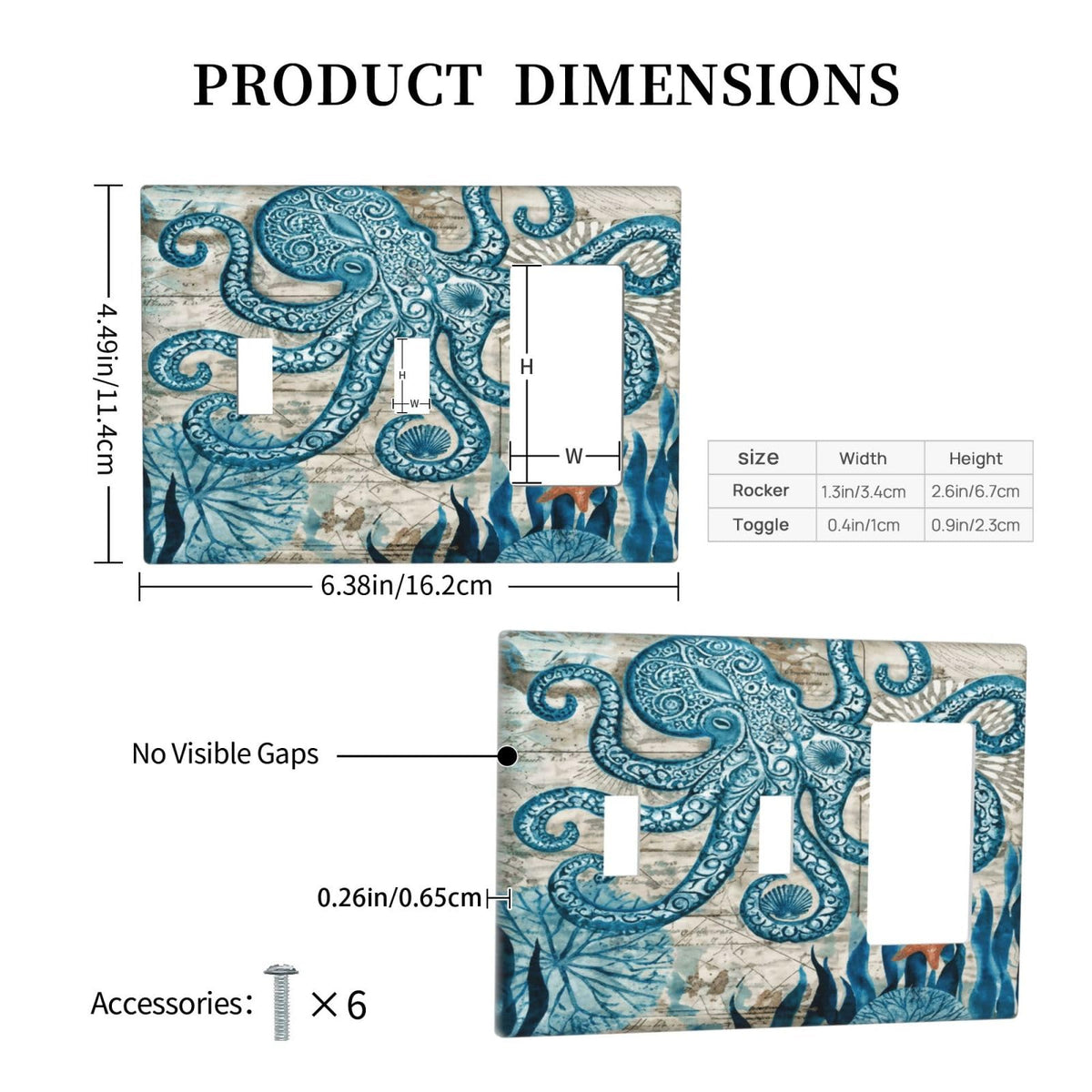 Nautical Ocean Starfish Octopus 3 Gang 2 Toggle 1 Decorator (Nautical Ocean Starfish Octopus / 2 Toggle 1 Decorator)