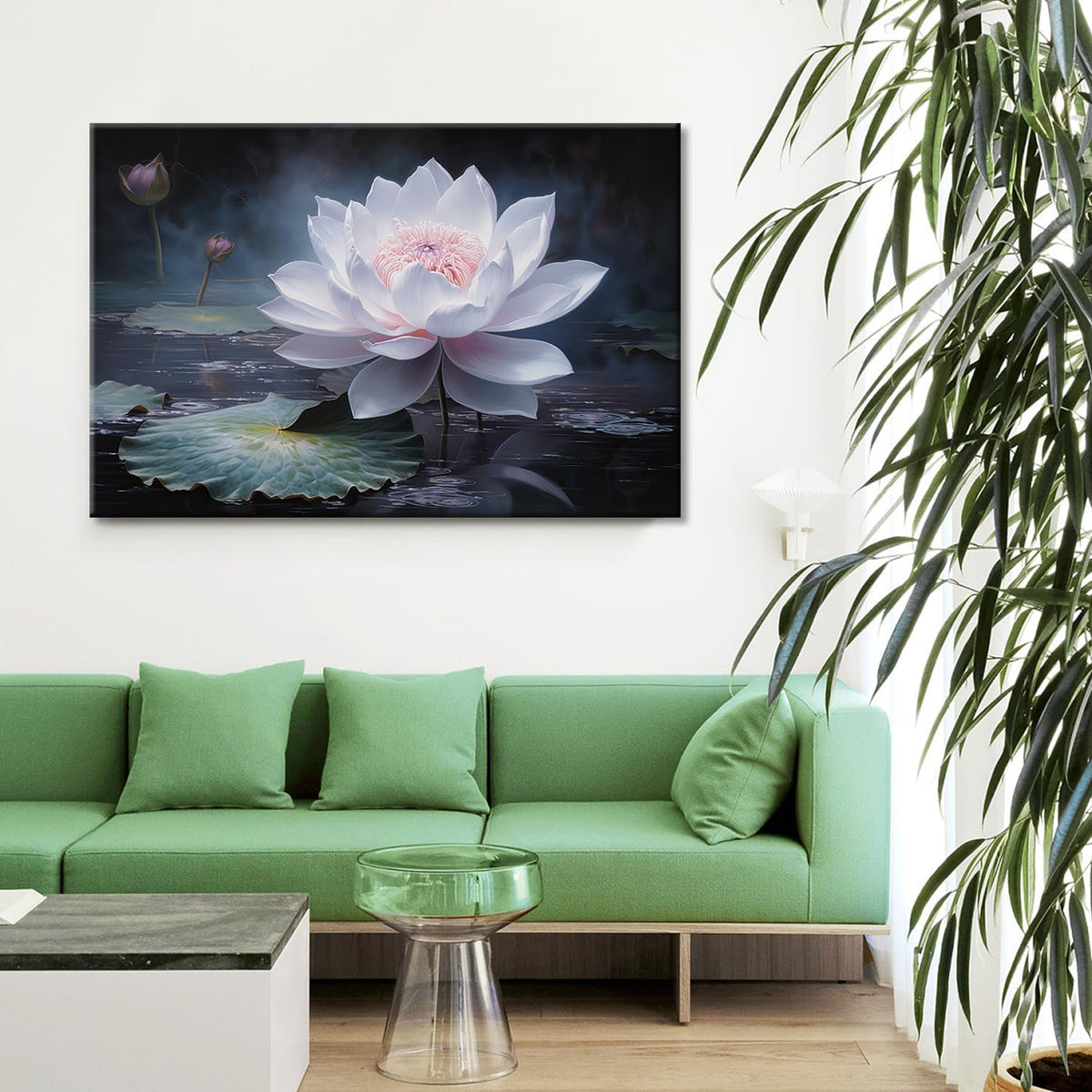 Lotu Flower Picture Wall Art Blossom Lotus Canvas Print Artwork Poster For Home Living Room Bedroom Decoration Ready to Hang (Lotus 06 / 30"L x 20"W)