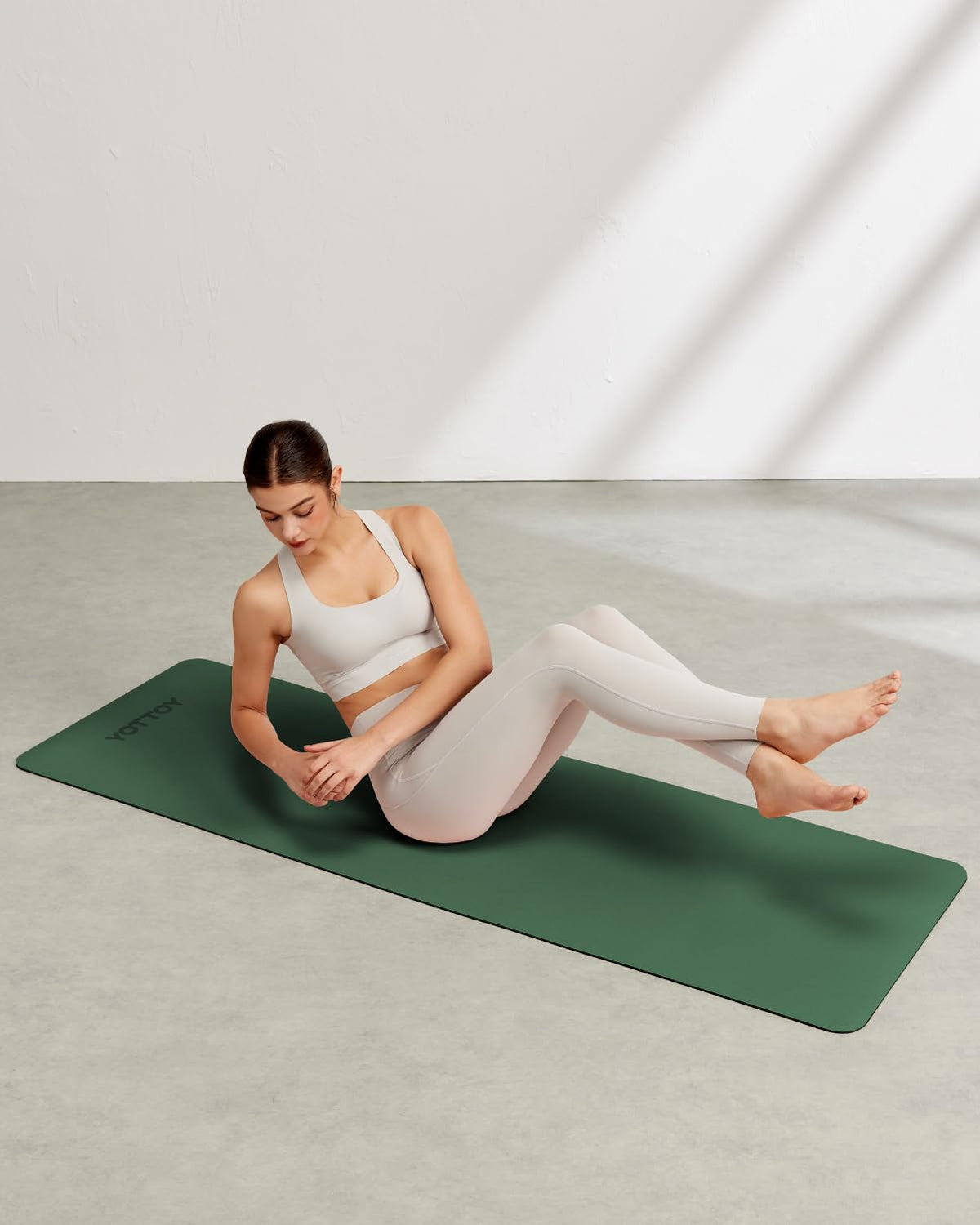 Yoga Mat, Non-Slip TPE Exercise Mat (1/4 Inch) for Pilates, Fitness & Barefoot Workouts, Home Gym Studio with Strap & Bag (Green, 24 * 0.24 Inches) (Green / 24 x 0.24 Inches)