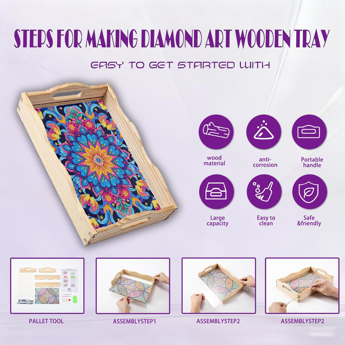 Mandala Diamond Art Tray DIY Kit for Adults Gift Decor 12.2×16.1 in (D Mandala AC NEW)