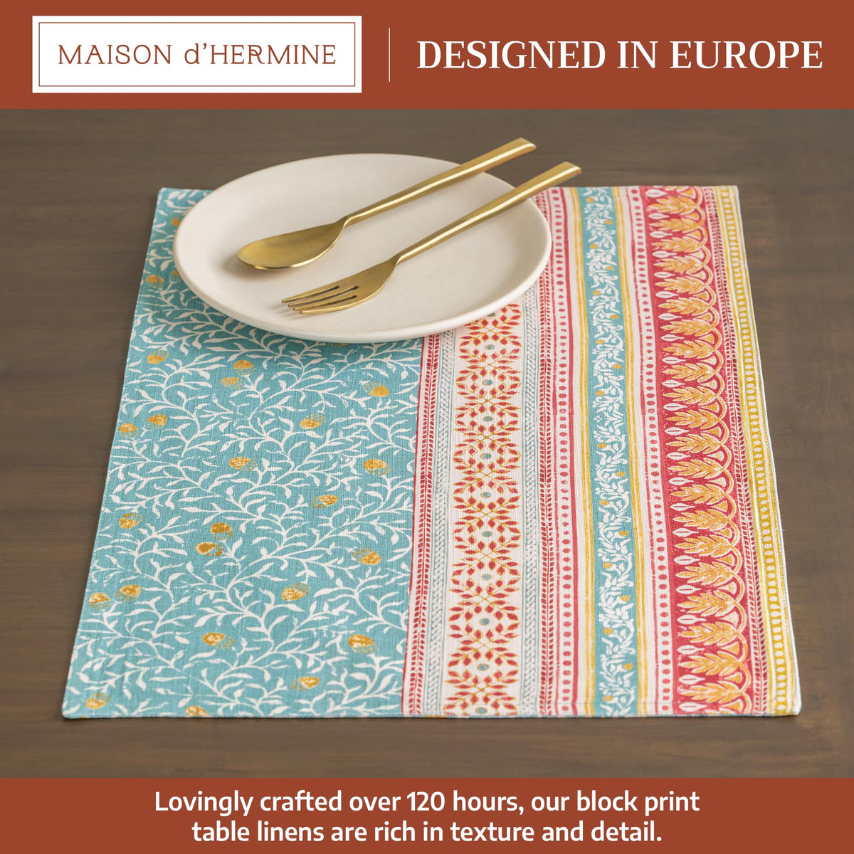 Placemats Set of 4 Reusable 100% Cotton (006 - Carpo / 13" X 19" (Pack of 4))