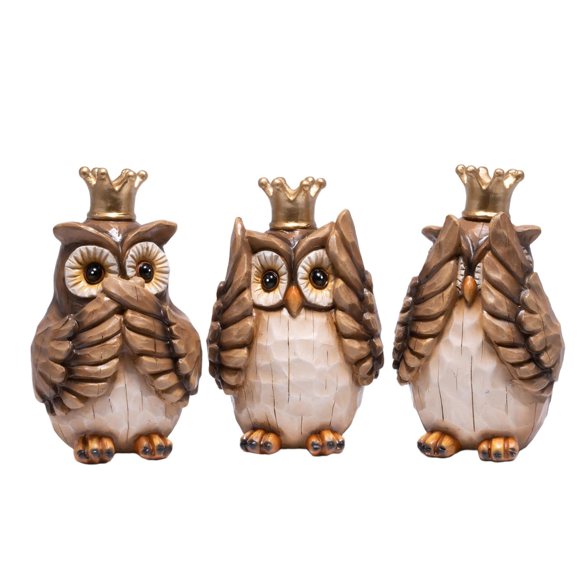 See No Evil Owl Figurines 3PCS (Three Wise Owl)