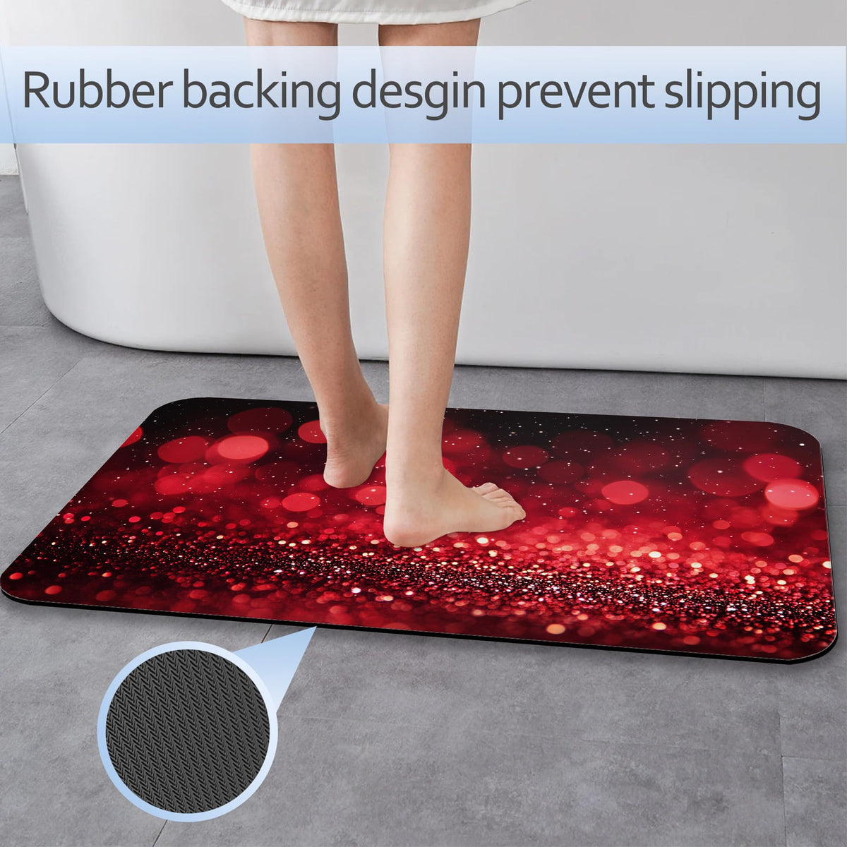 Rose Gold Glitter Bathroom Rug 29.5"x17" (Rose Gold Glitter)