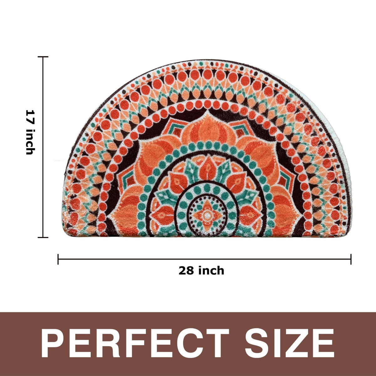 Mandala Semi Circle Doormat Bathroom Non (Orange)