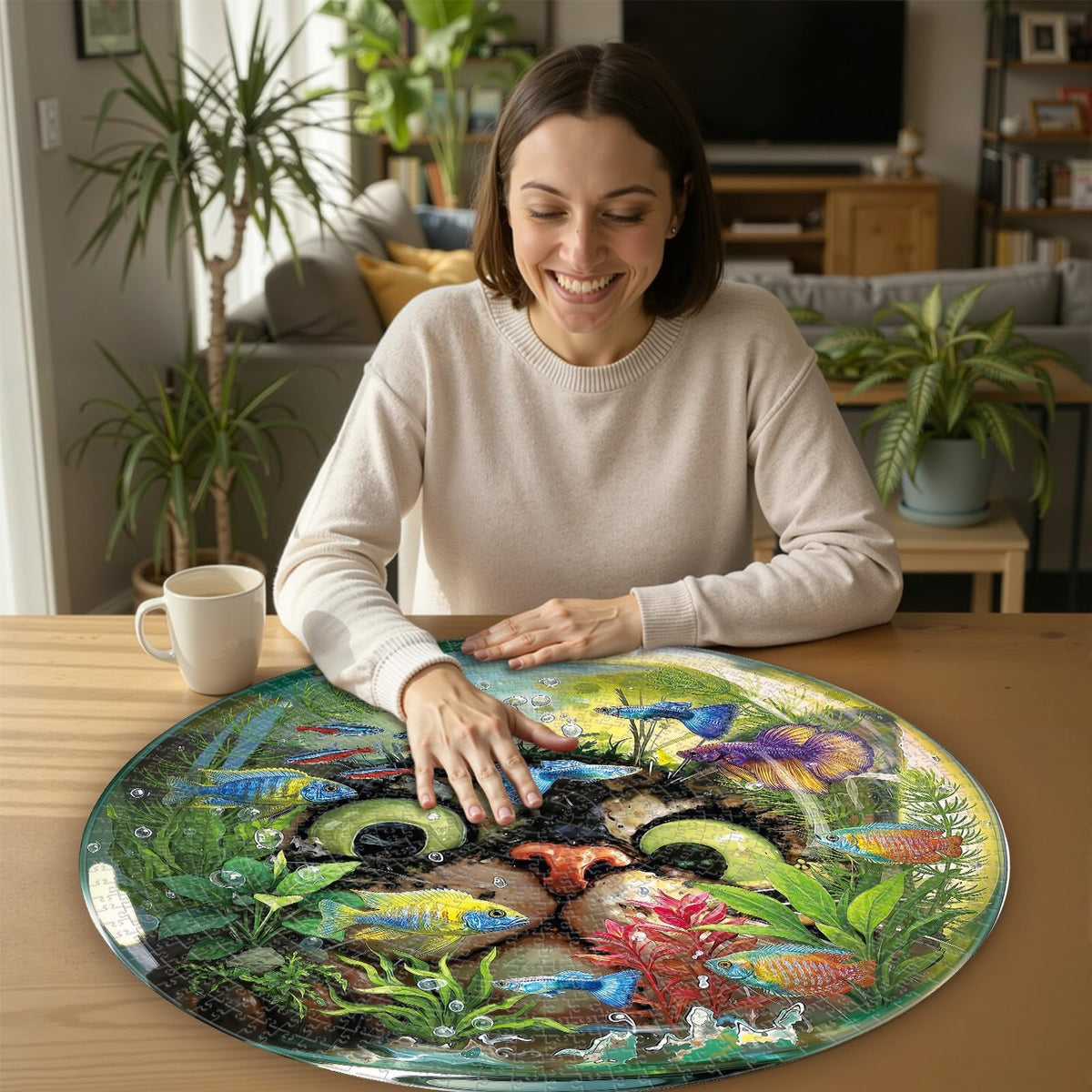Puzzle for Adults 1000 Pieces Black Cat and Fishbowl (L-black Cat and Fishbowl)