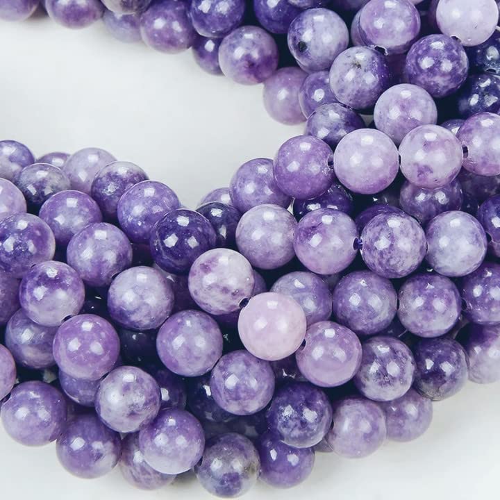 116 Pcs Lepidolite Beads for Jewelry Making 6 MM Purple Lepidolite Gemstones Loose Stone Beads (Lepidolite / 6MM, 116-120pcs)