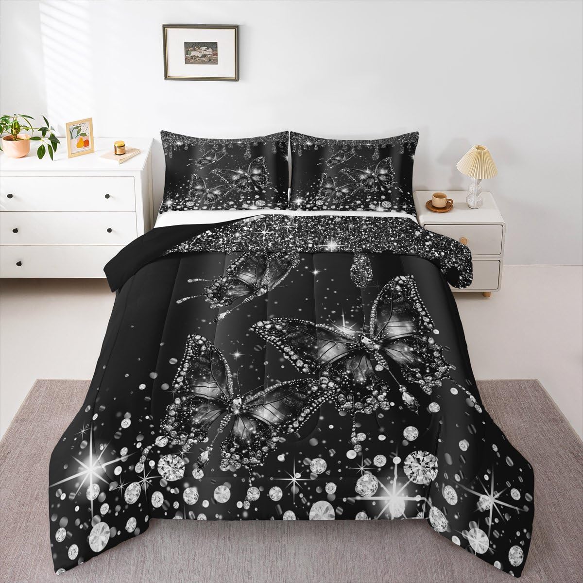 Butterfly Kids Comforter Set Queen Size for Kids Boys Girls (Multi 807 / Queen)