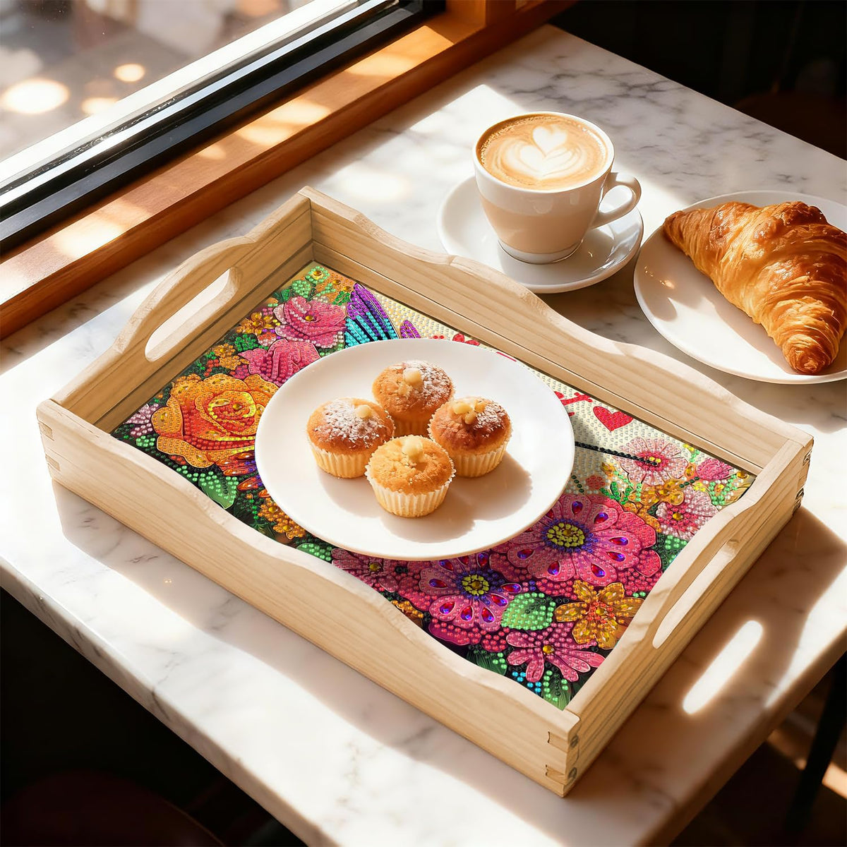 DIY Ocean Diamond Painting Serving Tray with Handle for Adults (U Bird Medium)