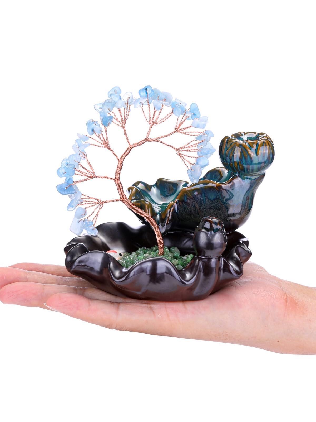 Aquamarine Tree Backflow Incense Holder Ceramic Incense Waterfall (Aquamarine)