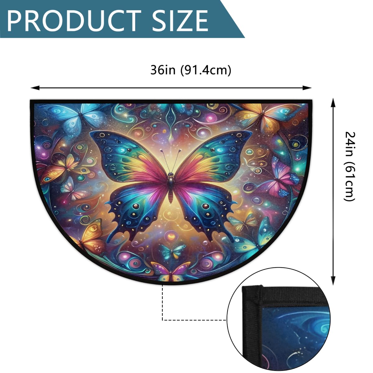Abstract Butterfly Half Round Door Mat Semi Circle Rug Half Moon Doormat (A:a-7)