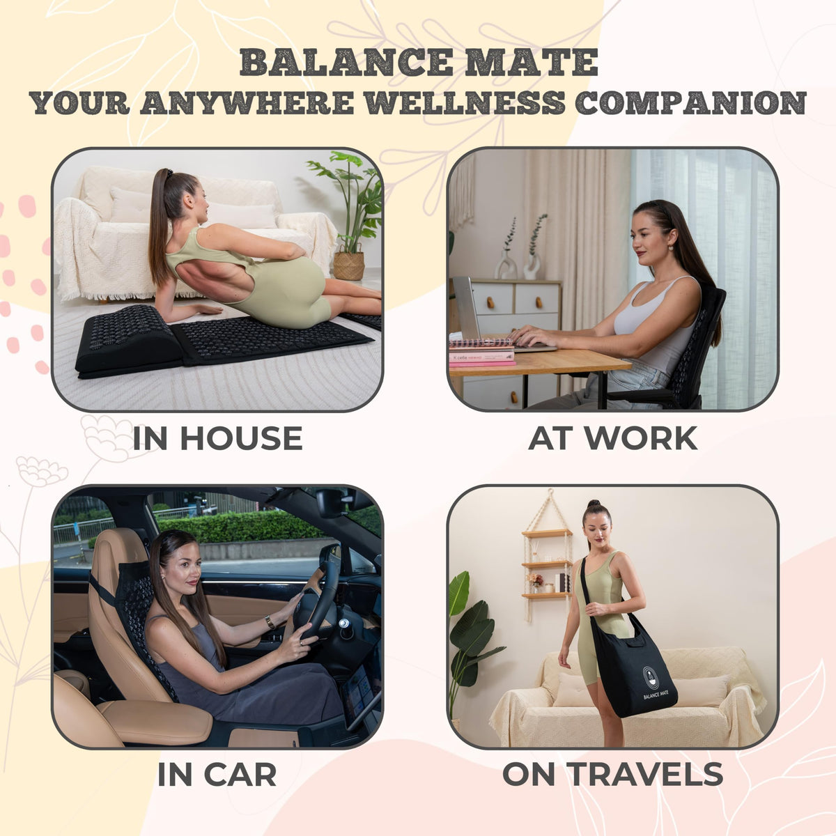 BalanceMate® Acupressure Mat Set with 6 (Deep Black)