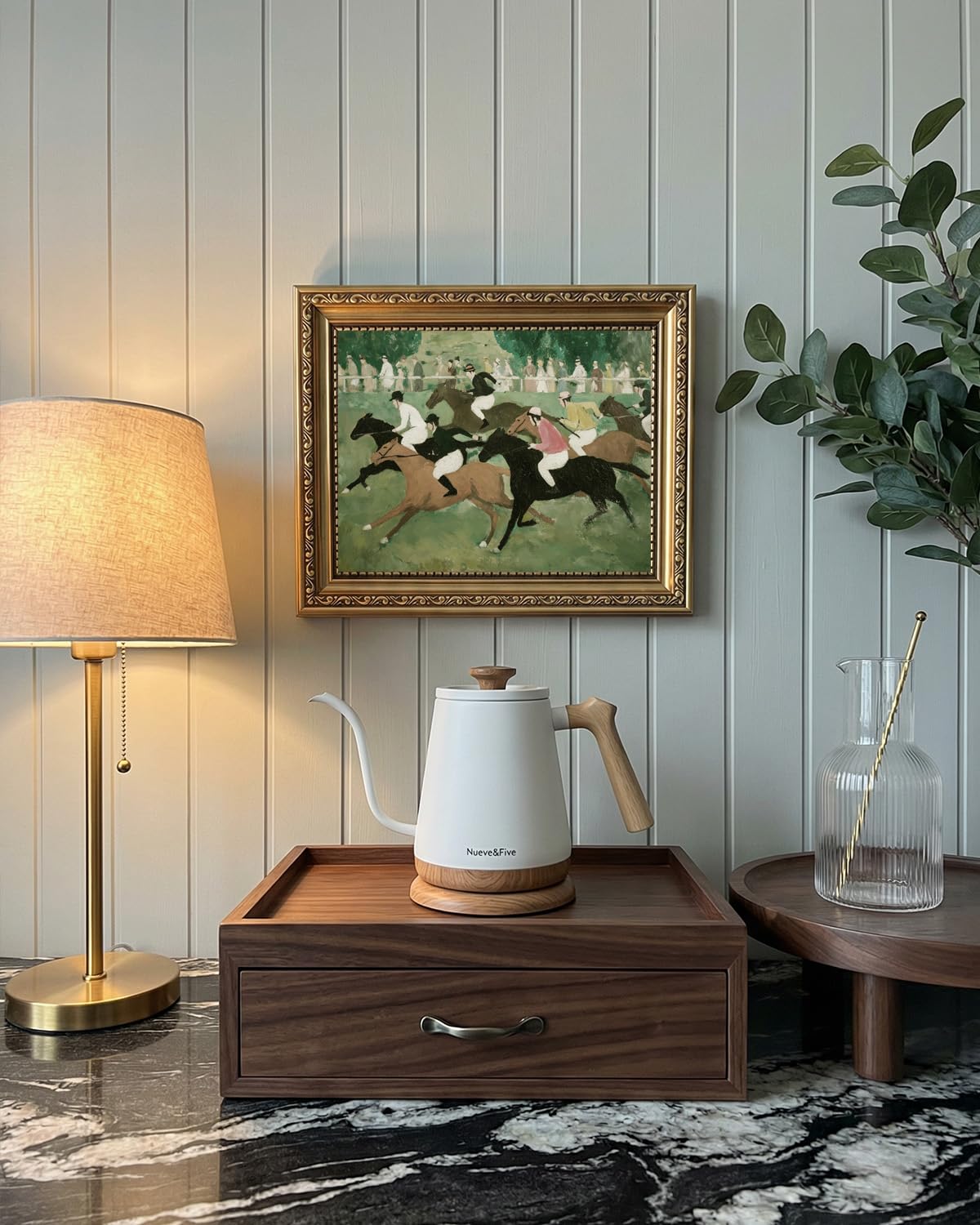 gold framed art (Horse racing / 10"L x 8"W)