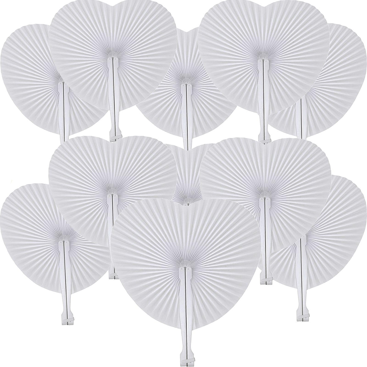 150 Pcs White Heart Paper Fans (White Heart / 150 PCS)