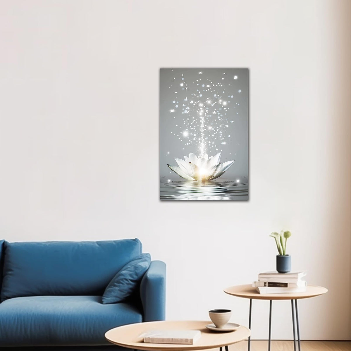 Zen Wall Art White Lotus Flower Canvas Art Print for Spa Bathroom Decor (Zen Stones Canvas Frame-04 / 18"L x 12"W)