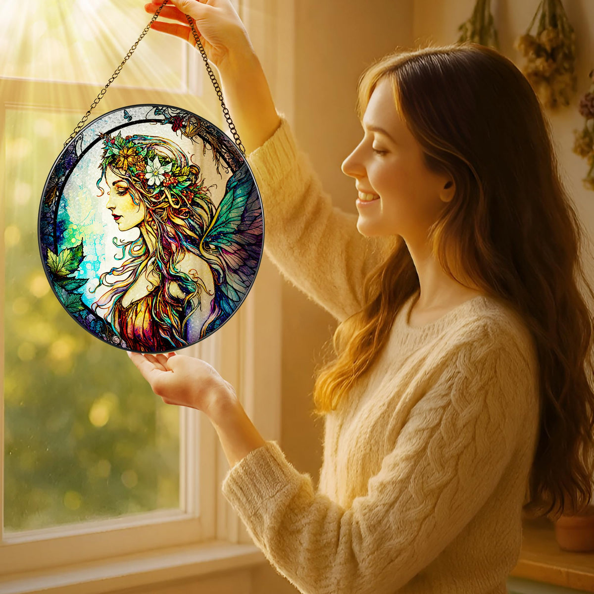 Stained Glass Window Hanging (Fairy)