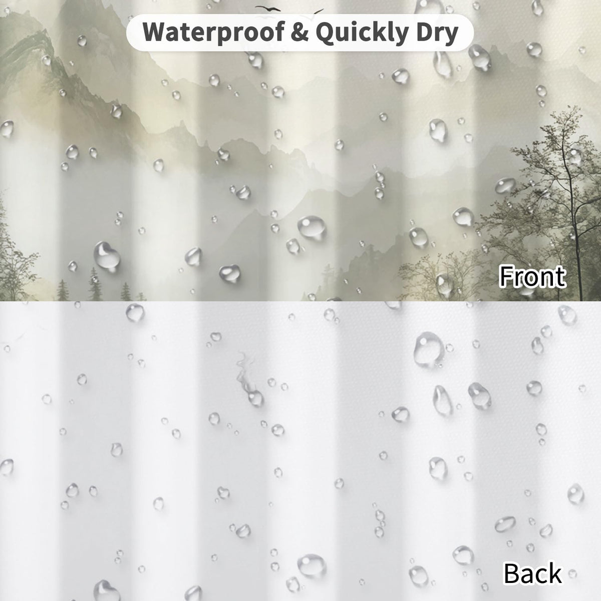 Mountain Landscape Shower Curtain with Hooks (Mountain Forest)