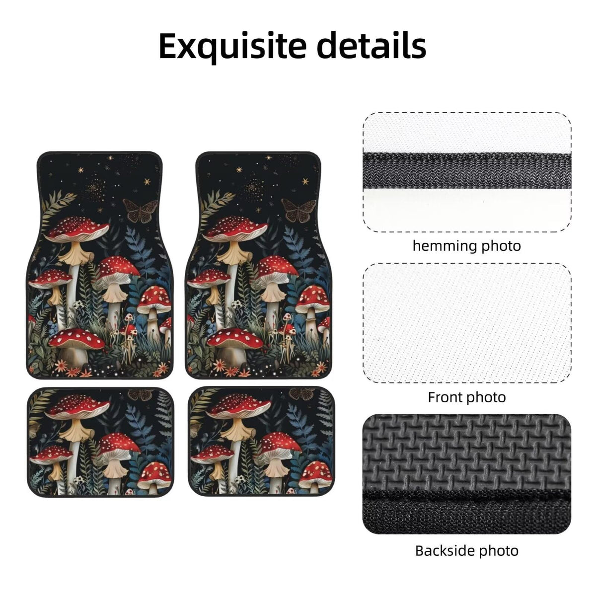 Mushroom Car Floor Mats Black and Red Car Floor Mats (Mushroom)