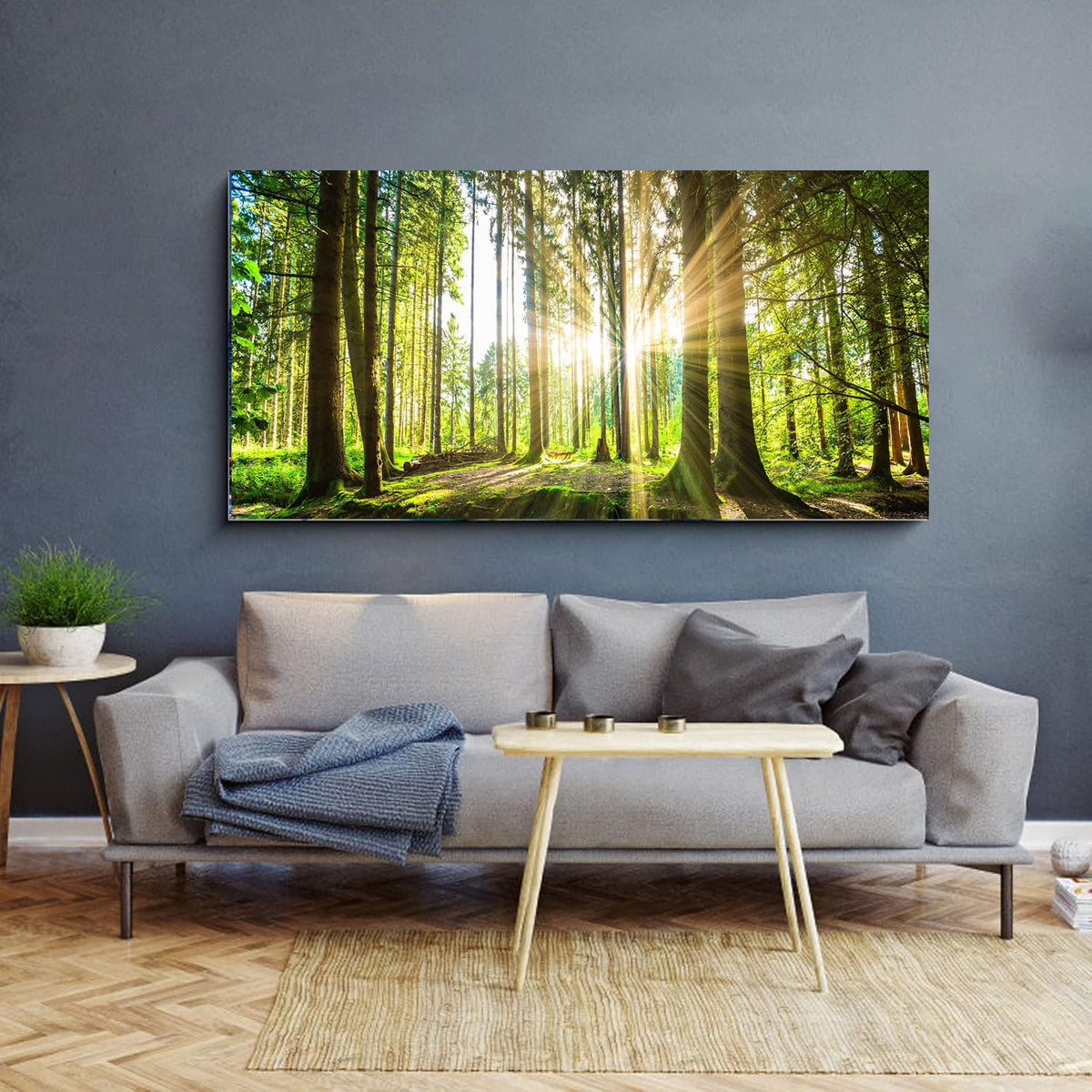 Large Living Room Wall Art Landscape Picture Painting Spring Forest Canvas Wall Art Natural Sun Tree Prints Green Room Decor Sunset Poster Office Artwork Home Bedroom Wall Decorations (Blandscape / 60"L x 30"W)