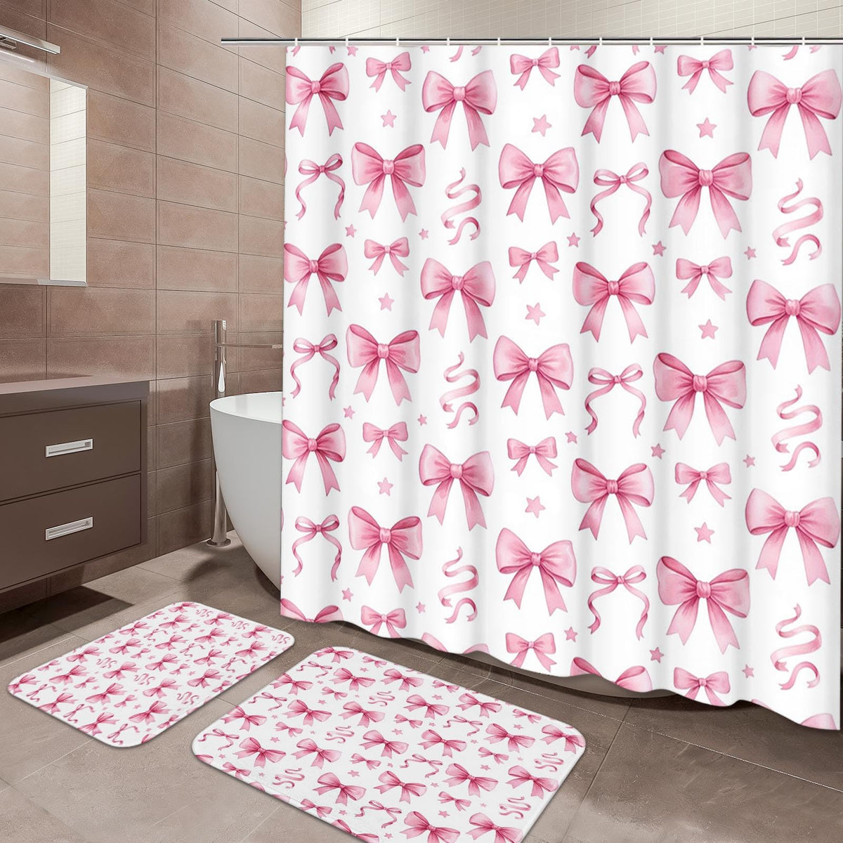 Bathroom Set of 3 (Bow Pink Coquette)