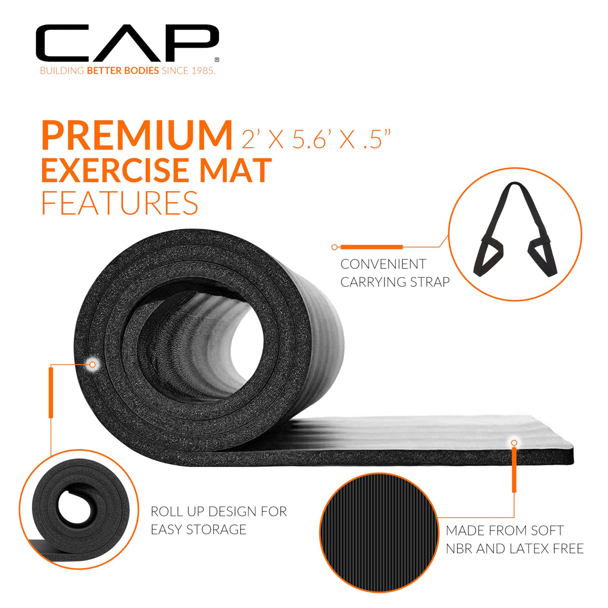 1 2" Thick Yoga Mat (Black / Yoga Mat)